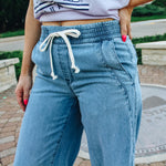 Pull-On Wide Leg Denim Pant