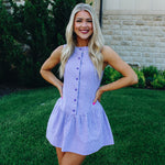 Purple Gingham Drop Waist Dress