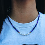 Dark Purple + Pearl Necklace
