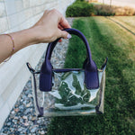 Purple Clear Handbag with Crossbody Strap