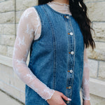 Sheer Lace Mock Neck (Off White)