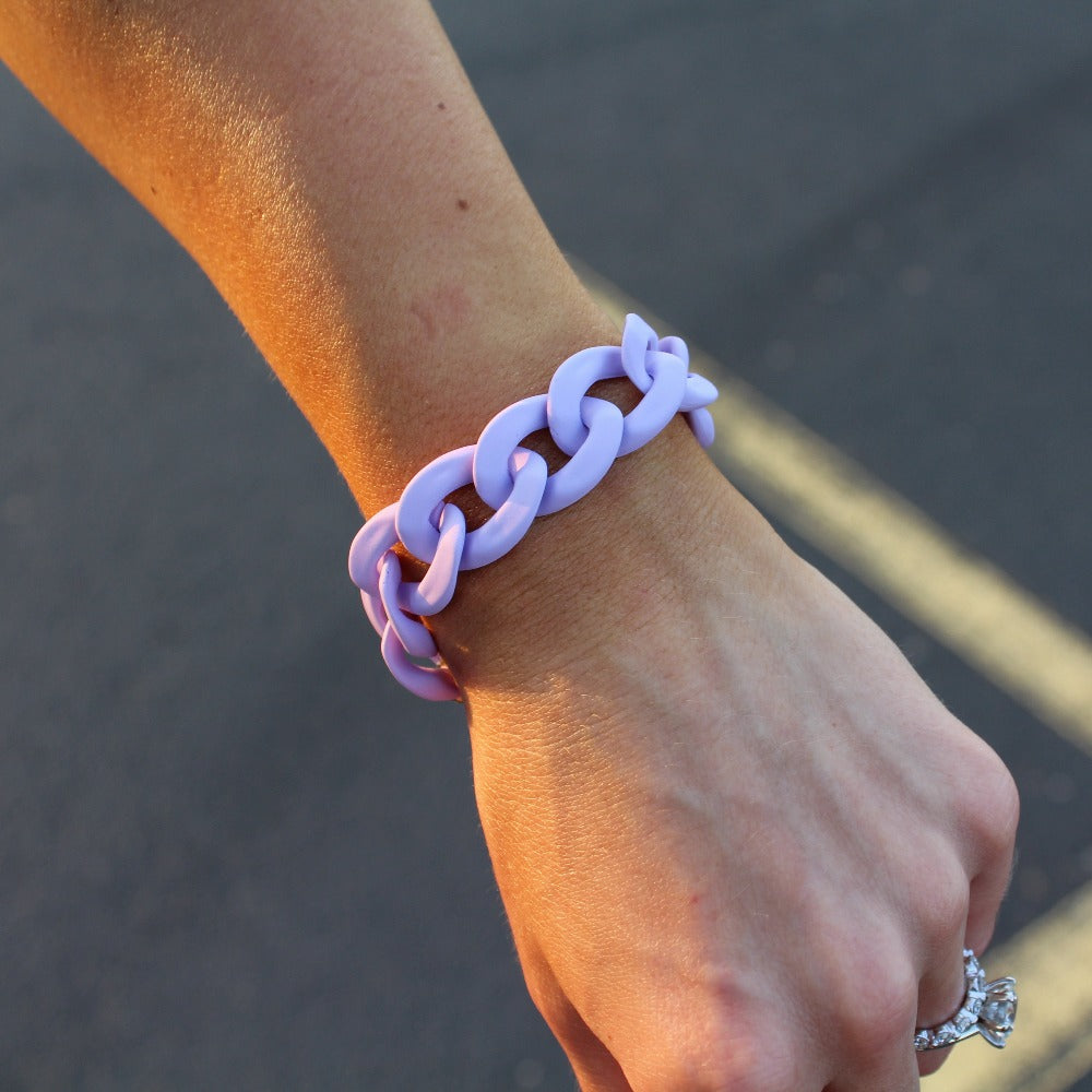 Matte Lavender Chunky Chain Bracelet