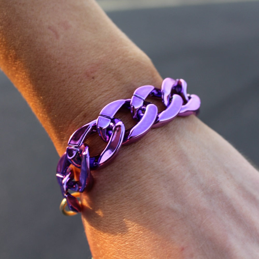 Metallic Purple Chunky Chain Bracelet