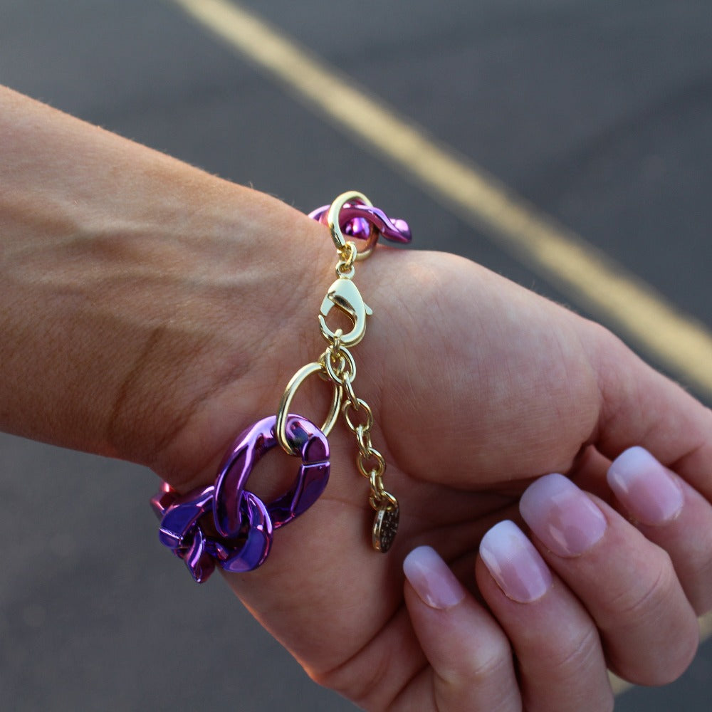 Metallic Purple Chunky Chain Bracelet