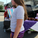 Girls Striped Puff Sleeve Top