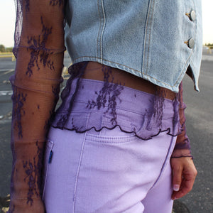 Sheer Lace Long Sleeve (Purple)