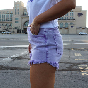 Purple Washed Denim Shorts