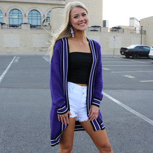 Purple Striped Cardigan