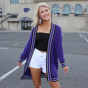 Purple Striped Cardigan