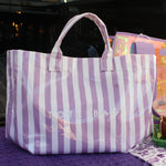 Lavender Stripe Vinyl Tote Bag