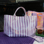 Lavender Stripe Vinyl Tote Bag