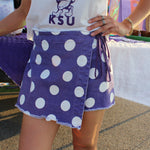 Purple Polka Dot Wrap Skort