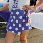 Purple Polka Dot Wrap Skort