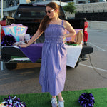 Striped Midi Dress with Smocking
