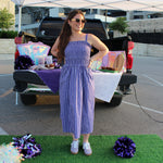 Striped Midi Dress with Smocking