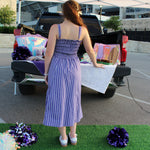 Striped Midi Dress with Smocking