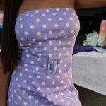 Strapless Polka Dot Dress with Belt