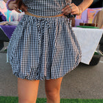Black Gingham Bubble Skirt Set