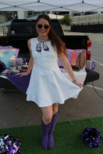 White Denim Flare Dress