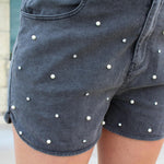 Pearl and Denim Rhinestone Shorts