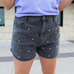 Pearl and Denim Rhinestone Shorts