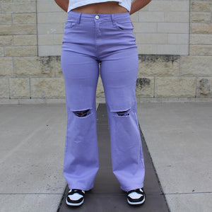 Lavender Wide Leg Jeans