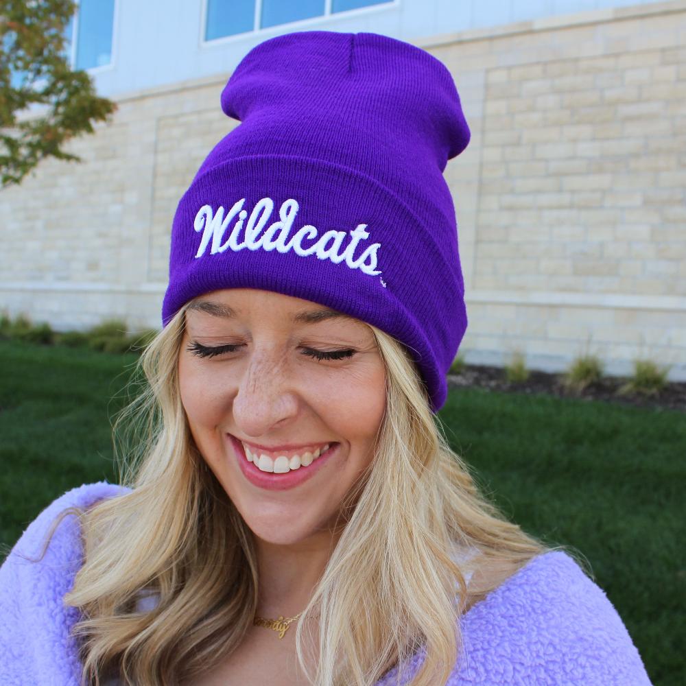 Wildcats Script Purple Beanie