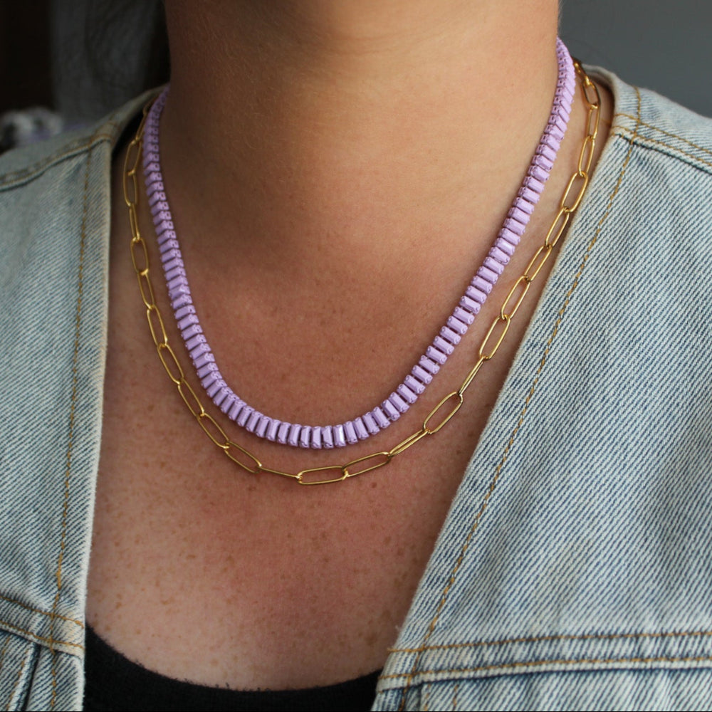 Lavender Paperclip Layer Necklace