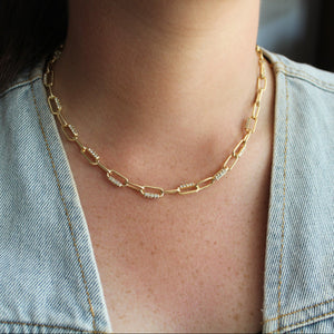 Paperclip Rhinestone Necklace