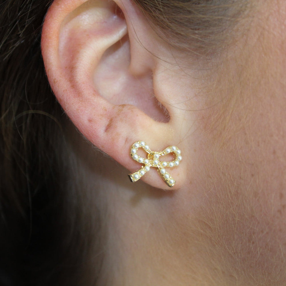 Pearl Bow Stud Earrings – Revelry Thread Co