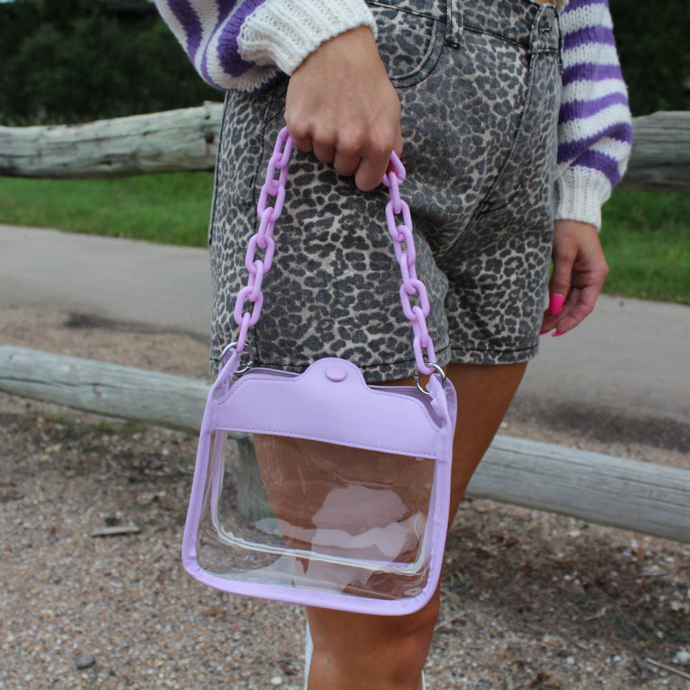 Lavender Handbag with Chunky Chain