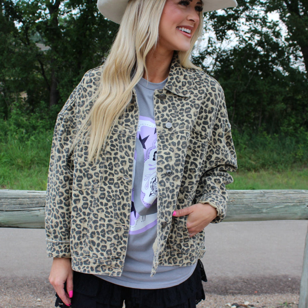 Leopard Denim Jacket