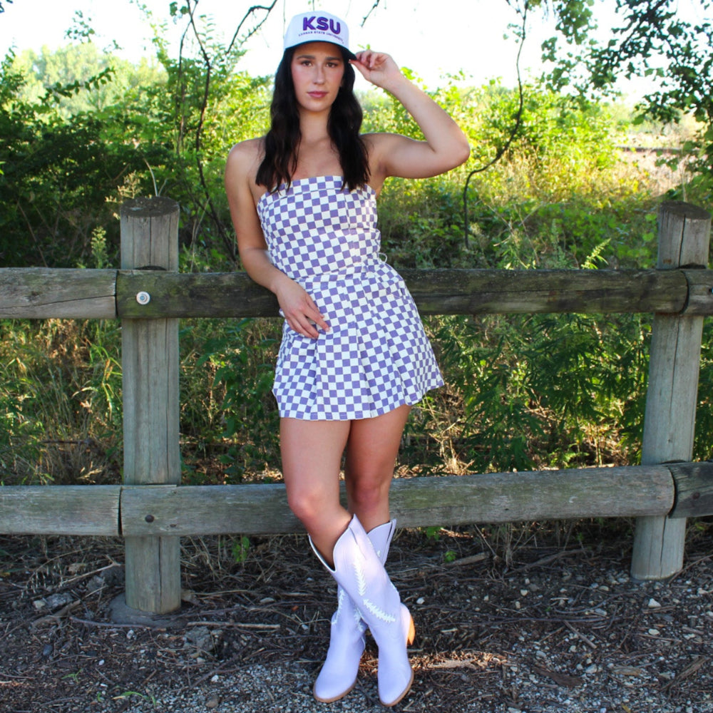 Checkered Strapless Dress