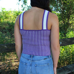 Striped Halter X Neckline Top