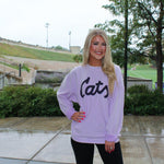 Cats Script Corded Crew (Lavender)