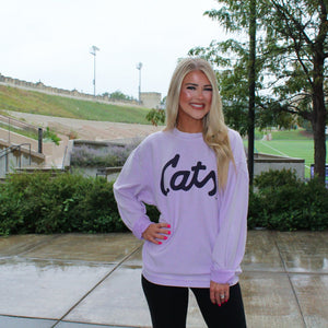 Cats Script Corded Crew (Lavender)