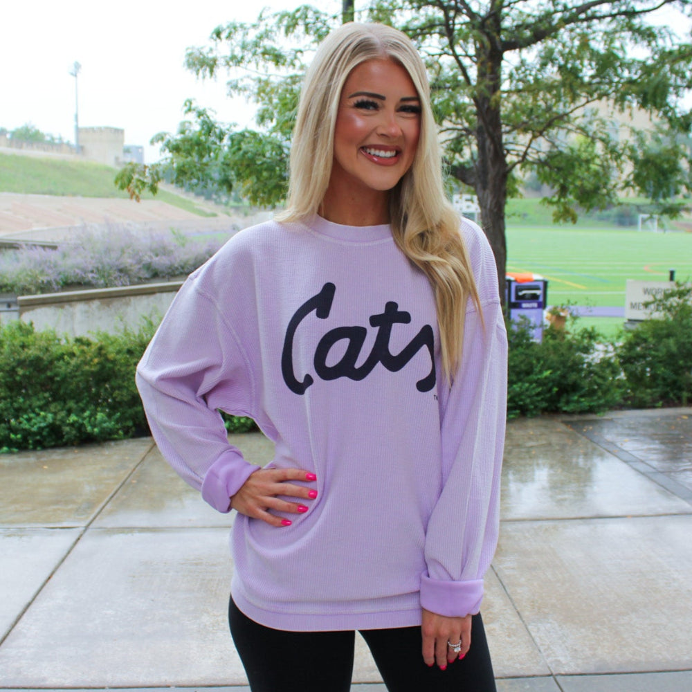 Cats Script Corded Crew (Lavender)