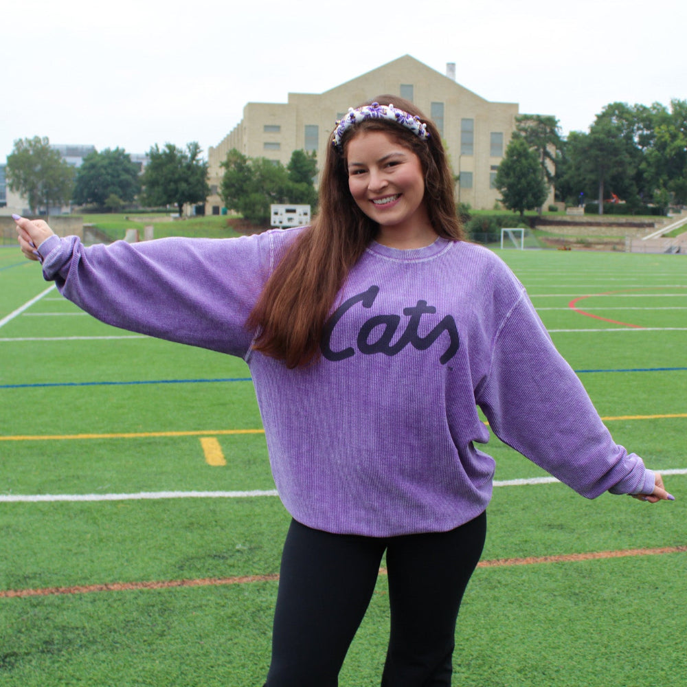 Cats Script Corded Crew (Purple)
