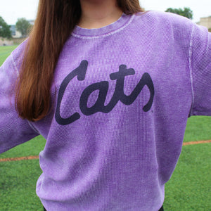 Cats Script Corded Crew (Purple)
