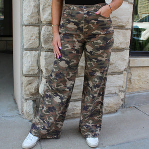 Camo Wide Leg Jeans