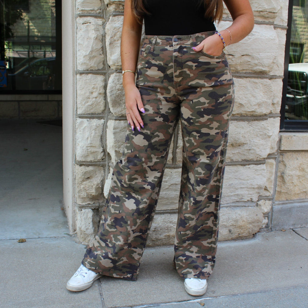 Camo Wide Leg Jeans