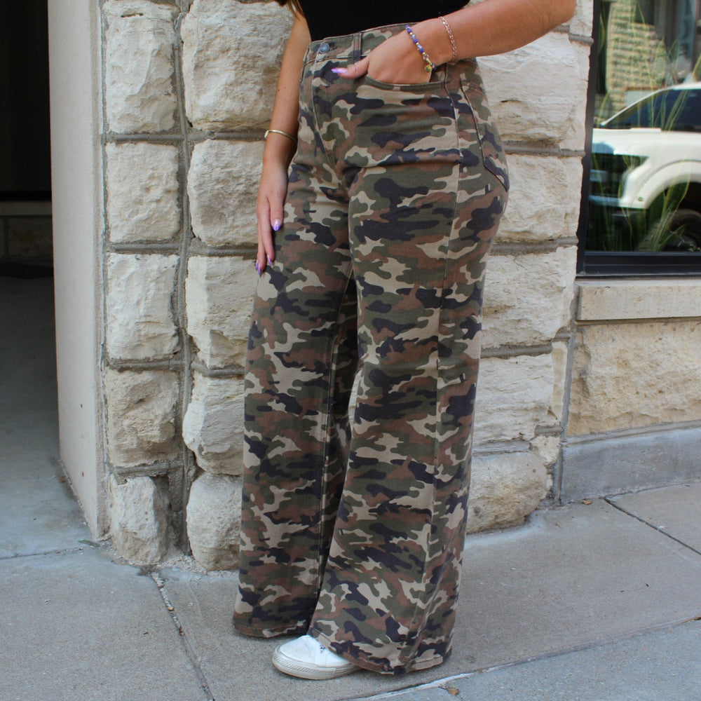 Camo Wide Leg Jeans