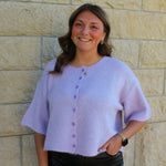 Boxy Cropped Cardigan (Lavender)