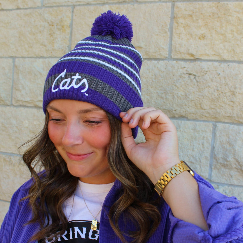 Purple Stripe Cats Beanie