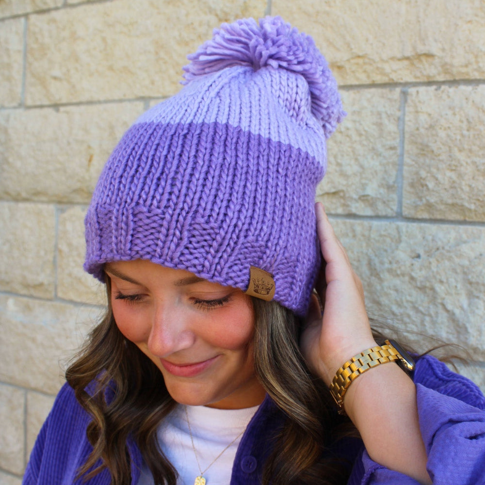 Purple Color Block Beanie