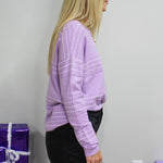 White Stitch Striped Lavender Sweater