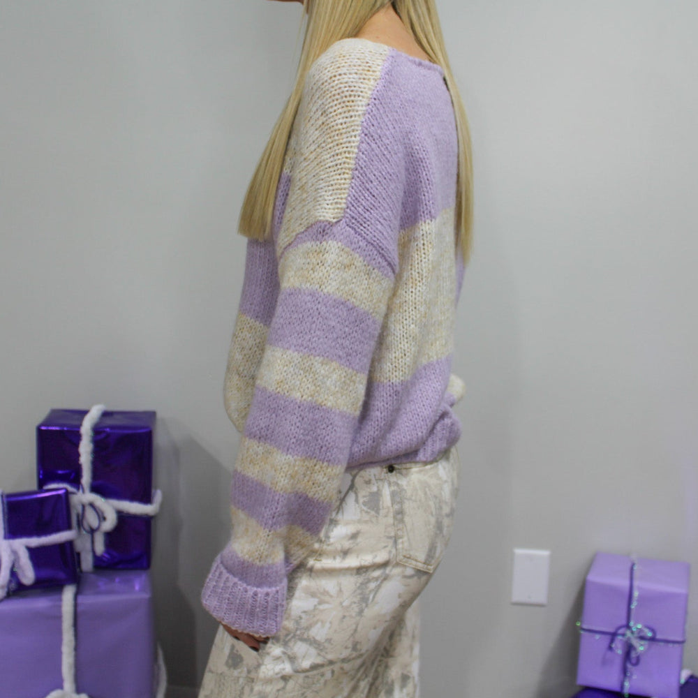 Lavender and Cream Color Block Sweater – Revelry Thread Co