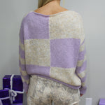 Lavender and Cream Color Block Sweater