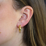 Mini Gold Hammered Huggie