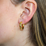 Mini Gold Hammered Huggie